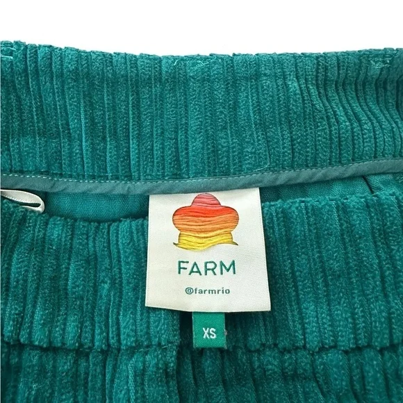 Like New Farm Rio Emerald Corduroy Pants Trousers Ribbed Oversized Wide Leg XS - Picture 6 of 7